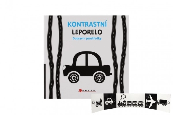 Knížka Contraste leporello Moyens de transport 15,5x15cm 0m+