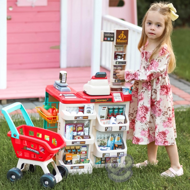 Supermarché avec chariot et scanner