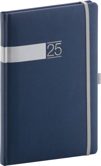 NOTIQUE Journal Hebdomadaire Twill 2025, bleu-argent, 15 x 21 cm