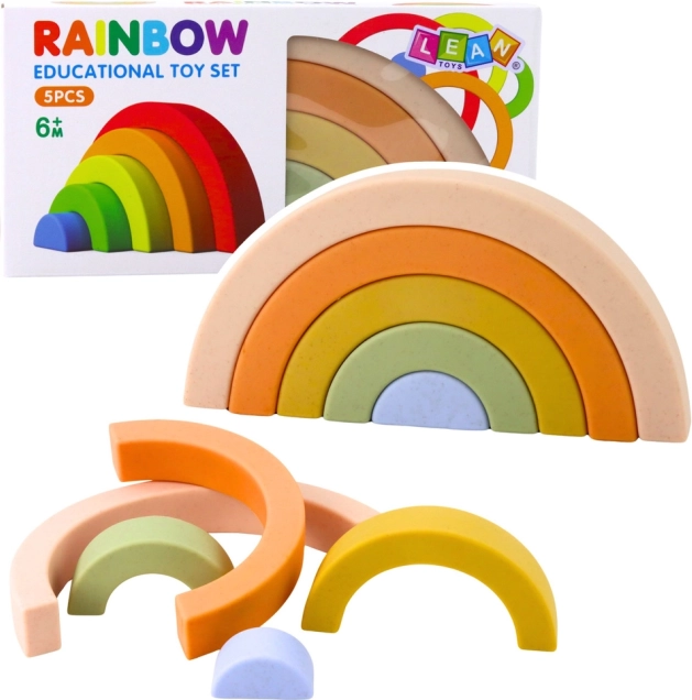 Arc-en-ciel pour petits enfants – blocs de construction en caoutchouc pastel, 5 pcs
