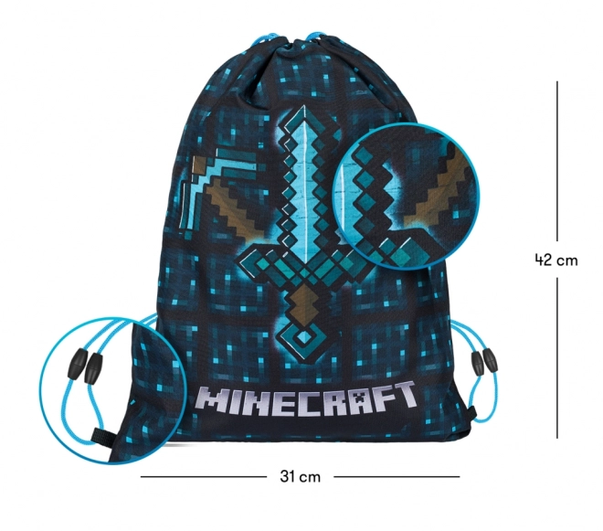 Minecraft 2 ensemble hache bleue et épée trousse et sac
