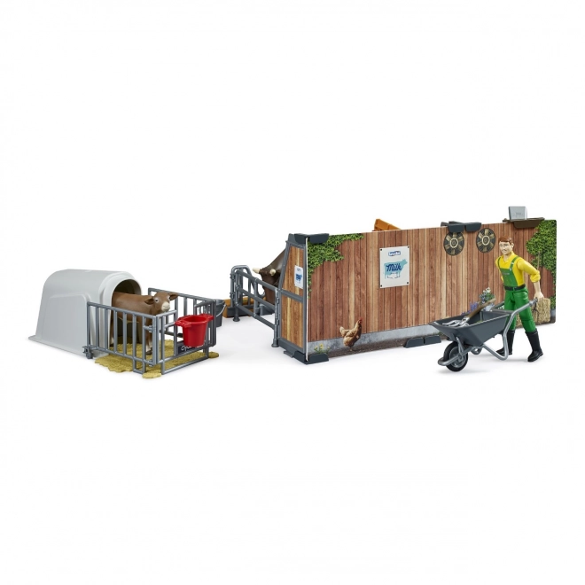 Étable pour bétail avec figurines et accessoires