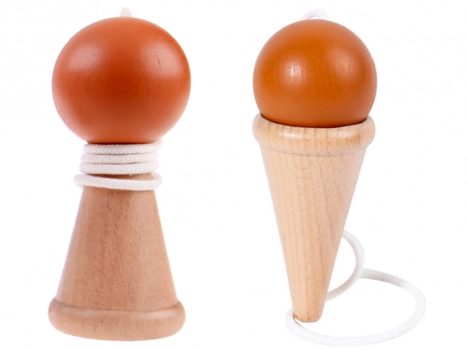 Jeu d'adresse en bois attrape-boules