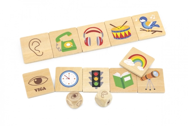 Jeu éducatif VIGA puzzle en bois pour apprendre les sens