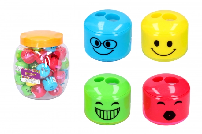 Taille-crayons pour deux crayons avec réservoir - visage 1 pièce