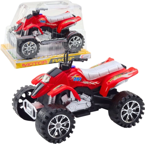 Quad tout-terrain rouge à inertie avec roues à bande de roulement