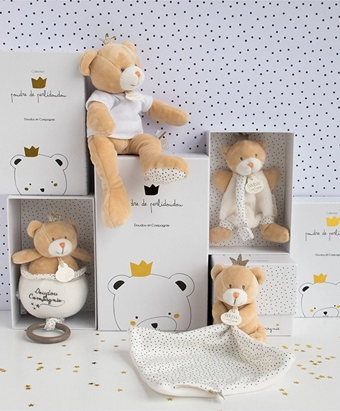 Coffret cadeau ours en peluche avec attache-tétine