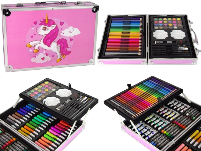 Grande mallette artistique de 145 pièces Licorne rose