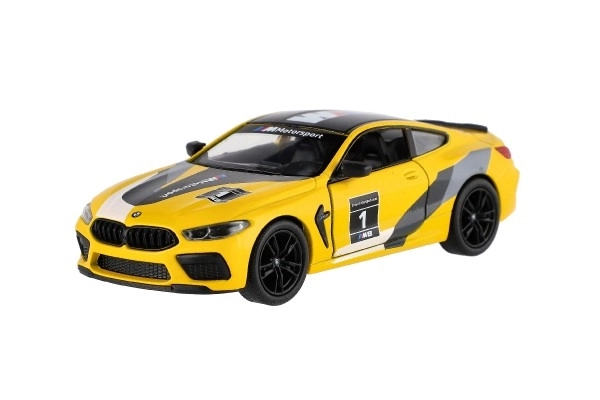Voiture Kinsmart BMW M8 Competition Coupé 1:38 métal/plastique 12,5cm 4 couleurs à rétrofriction 12pcs en boîte