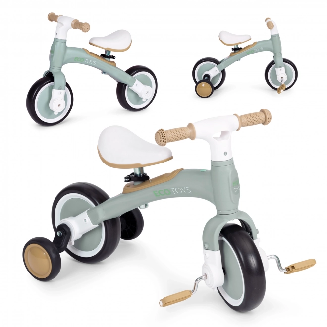 Vélo d'équilibre avec pédales - roues latérales d'entraînement 3 en 1 ECOTOYS – Vert