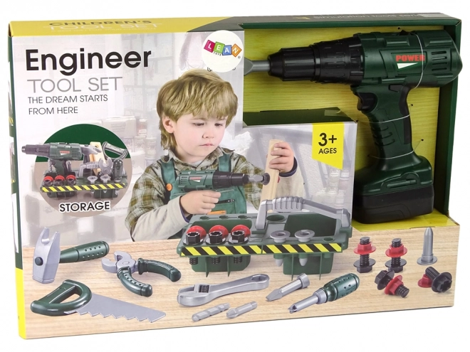 Ensemble de bricolage pour enfants vert avec perceuse à piles
