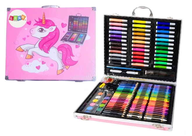 Ensemble artistique en étui avec licorne rose 150 EL