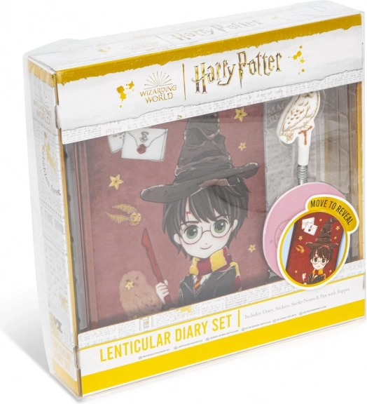 set journal lenticulaire harry potter avec stylo, autocollants et notes adhésives