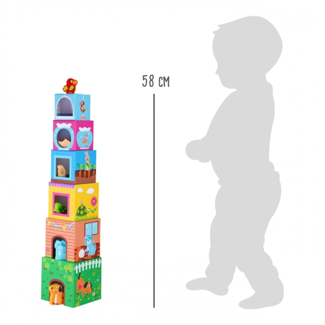 Petite Tour de Cubes avec Animaux en Bois Small Foot