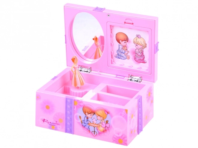Boîte à bijoux rose avec boîte à musique pour petites filles