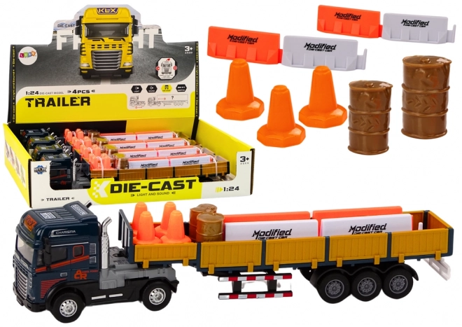 Camion avec Remorque Bleu 1:24 Accessoire de Camion TIR Sons