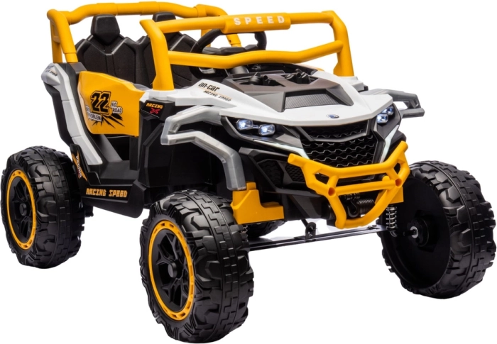 Voiture électrique pour enfants 4x4 – buggy tout‑terrain blanc‑jaune