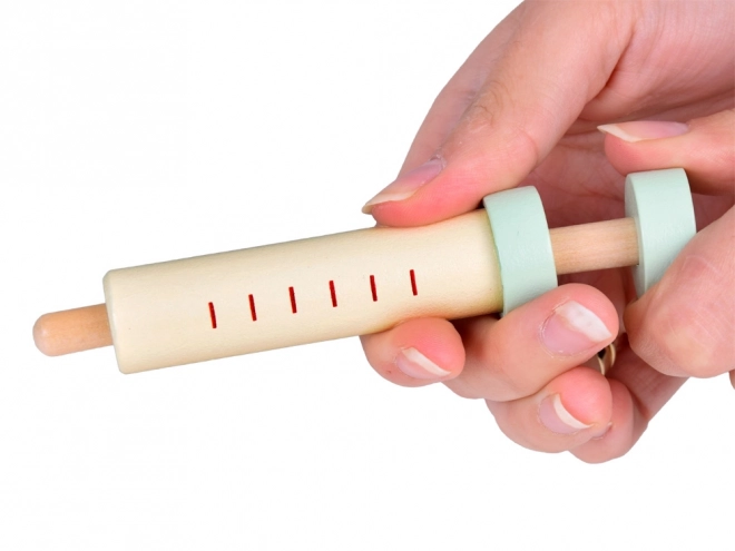 Petit médecin Trousse de premiers secours en bois Stéthoscope Seringue ZA5263