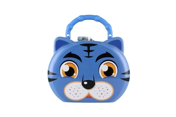 Tirelire chat/chaton en métal avec serrure 14x12cm 3 couleurs dans une boîte en plastique