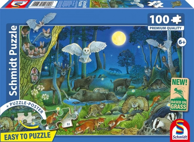 Puzzle Animaux de la forêt la nuit 100 pièces