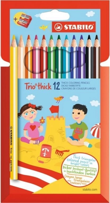 STABILO Trio épaisses ensemble de 12 crayons de couleur avec taille-crayon