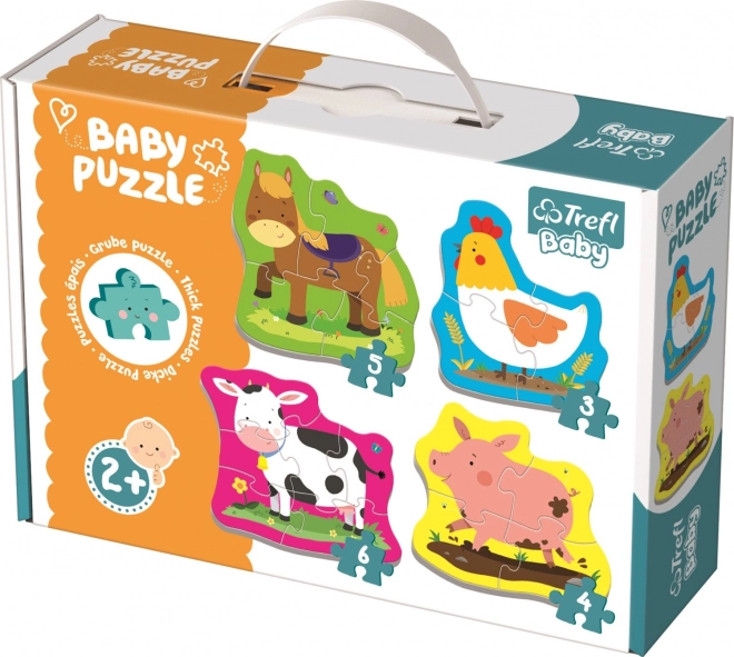 TREFL Puzzle bébé Animaux à la ferme 4 en 1 (3,4,5,6 pièces)