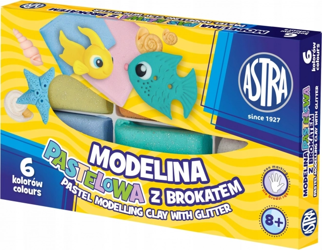 Pâte polymère thermodurcissable ASTRA, 6 couleurs pastel avec paillettes