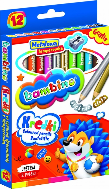 Crayons de couleur avec taille-crayon Bambino - 12 pièces