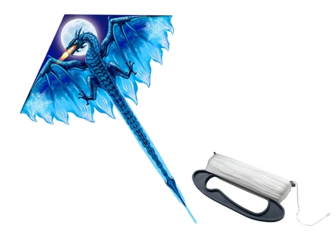 Grand dragon bleu avec longue queue 170 cm x 130 cm