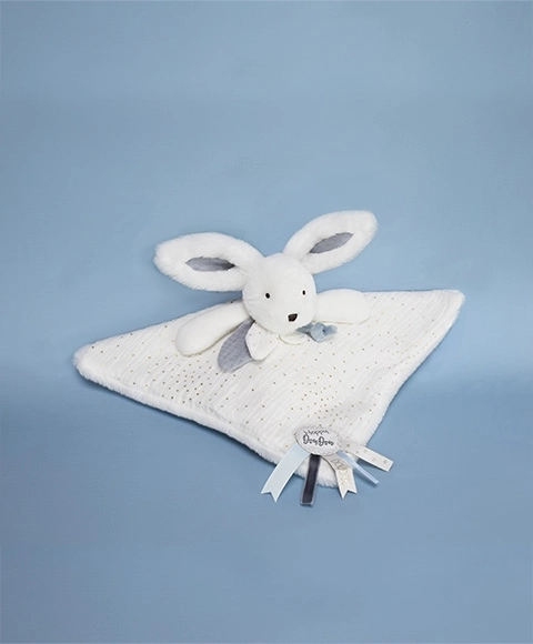 Ensemble-cadeau bleu Doudou - lapin avec couverture