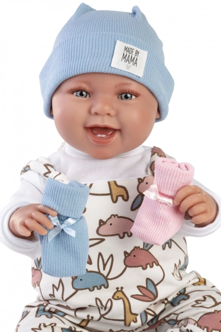Llorens 84481 NOUVEAU-NÉ 2 en 1 - poupée bébé réaliste avec sons et corps en tissu doux - 44 cm