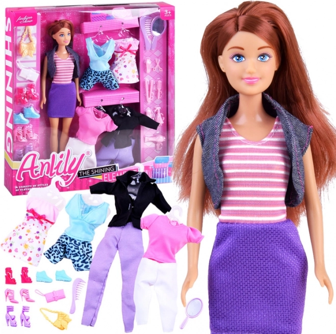 Anlily fashion poupée avec tenues, chaussures et accessoires