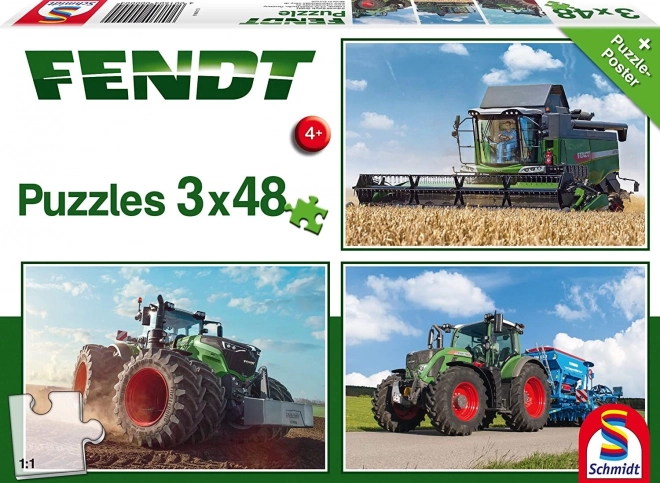 SCHMIDT Puzzle Tracteurs Fendt 3x48 pièces
