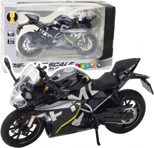 Moto de sport en métal 1:12 avec lumières et sons – noir