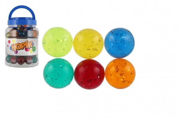 Balle rebondissante colorée avec paillettes