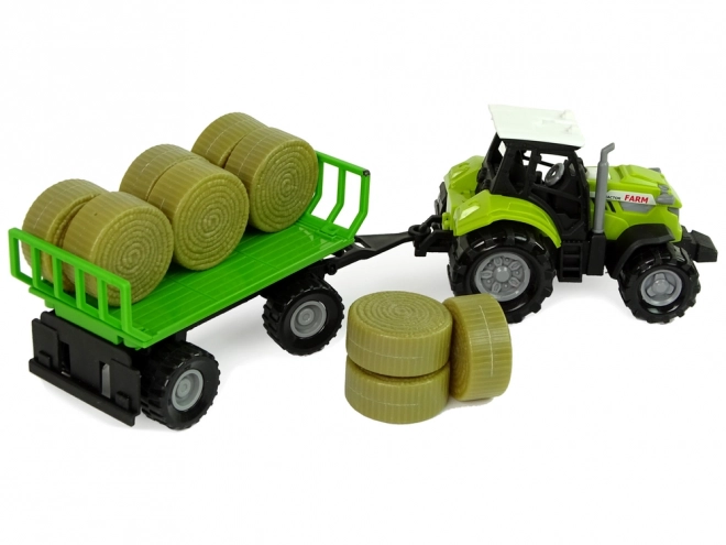 Tracteur avec remorque Ballots de foin Son Vert