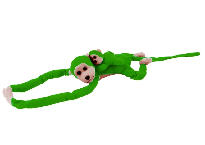 Singe en peluche avec petit vert 70 cm