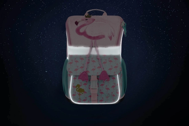 Cartable scolaire avec motif flamant rose