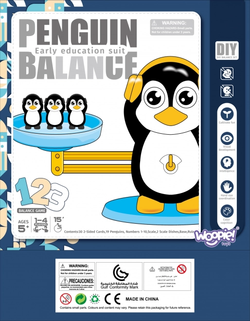 Balance d'équilibre Woopie avec pingouins pour l'apprentissage des mathématiques