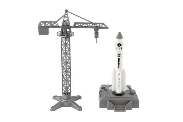 Navette spatiale avec grue et station de lancement en plastique 17 cm en boîte 29x29x7 cm