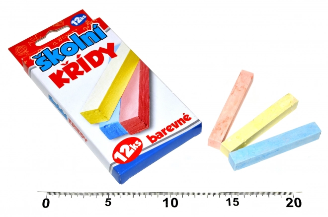 Craies scolaires colorées 12 pièces