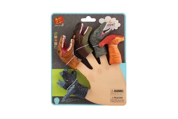 Dinosaures à doigt 5 pièces en gomme 6cm sur carte 16,5x20cm