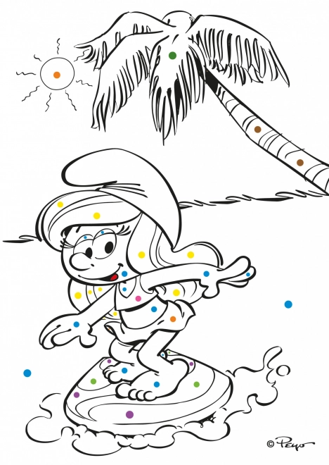 Coloriage Schtroumpfs Peins selon les points colorés