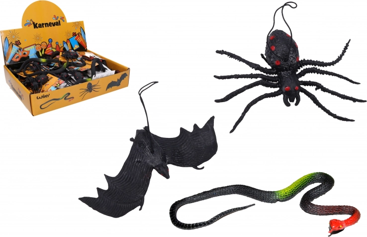 Figurines en caoutchouc serpent, chauve-souris et araignée – assortiment de 50 pcs en présentoir