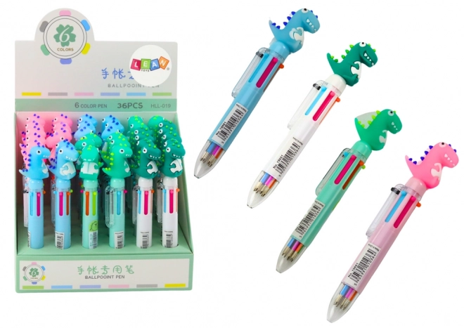 Stylo automatique multicolore Dinosaure Mix 6 couleurs