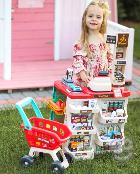 Supermarché avec chariot et scanner
