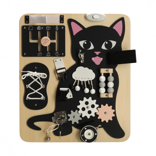 Planche sensorielle en bois Chat