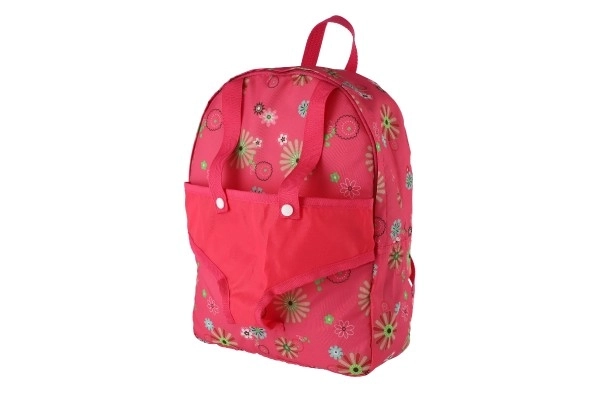 Sac à dos rose avec porte-poupée au motif fleuri