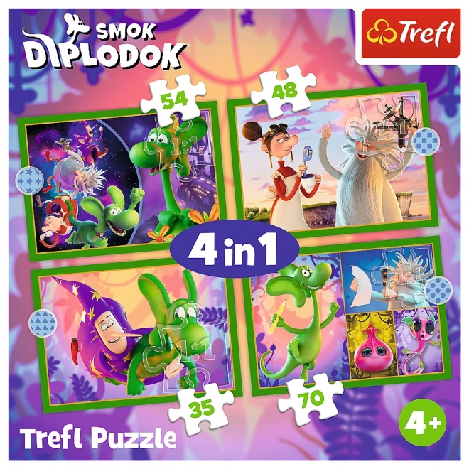 Puzzle 4v1 Monde du Dragon Diplodocus