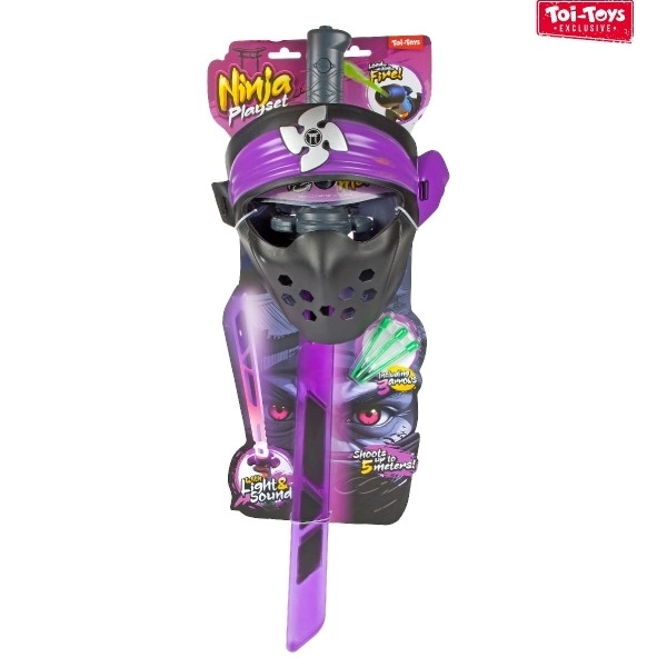 Ensemble ninja épée + masque + fléchettes avec son et lumière